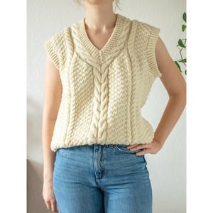 Vintage 60's Handknit Cream Sweater Vest